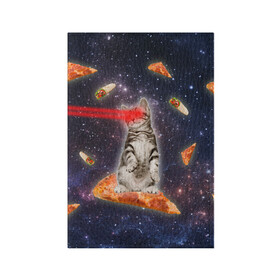 Обложка для паспорта матовая кожа с принтом Котик в космосе в Екатеринбурге, натуральная матовая кожа | размер 19,3 х 13,7 см; прозрачные пластиковые крепления | nyan cat | youtube | еда | космос | котик | мемы | пицца | психоделика | ютуб