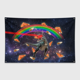 Флаг-баннер с принтом Динозавр в космосе в Екатеринбурге, 100% полиэстер | размер 67 х 109 см, плотность ткани — 95 г/м2; по краям флага есть четыре люверса для крепления | dinosaur | meme | youtube | динозавр | космос | мемы | психоделика | ютуб