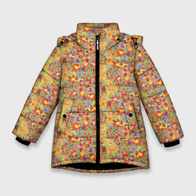 Зимняя куртка для девочек 3D с принтом Волшебный лес. в Екатеринбурге, ткань верха — 100% полиэстер; подклад — 100% полиэстер, утеплитель — 100% полиэстер. | длина ниже бедра, удлиненная спинка, воротник стойка и отстегивающийся капюшон. Есть боковые карманы с листочкой на кнопках, утяжки по низу изделия и внутренний карман на молнии. 

Предусмотрены светоотражающий принт на спинке, радужный светоотражающий элемент на пуллере молнии и на резинке для утяжки. | berries | flowers | forest | insects | leaves. | mushrooms | plants | spring | summer | весна | грибы | лес | лето | листья | насекомые | растения | цветы | ягоды