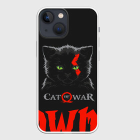 Чехол для iPhone 13 mini с принтом Cat of war в Екатеринбурге,  |  | Тематика изображения на принте: cat | gad of war | game | games | god of war | god of wor | атрей | атрэй | бог войны | игра | игры | кот | котёнок | кошки | кратос