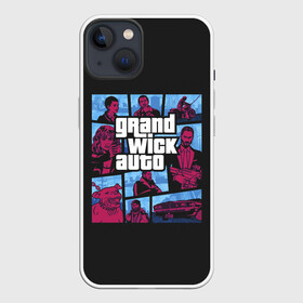 Чехол для iPhone 13 с принтом Grand Wick Auto в Екатеринбурге,  |  | grand theft auto | gta | jone wick | джон вик | джон уик | кино | фильм