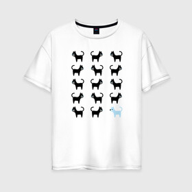 Женская футболка хлопок Oversize с принтом Он какой то не такой в Екатеринбурге, 100% хлопок | свободный крой, круглый ворот, спущенный рукав, длина до линии бедер
 | домашние | животные | звери | коты | кошки