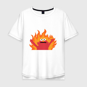 Мужская футболка хлопок Oversize с принтом маппет в Екатеринбурге, 100% хлопок | свободный крой, круглый ворот, “спинка” длиннее передней части | fire | muppet | маппет | огонь | улица сезам | элмо