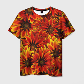 Мужская футболка 3D с принтом Цветы в Екатеринбурге, 100% полиэфир | прямой крой, круглый вырез горловины, длина до линии бедер | вайб | молодежное | хайп | цветы | яркое