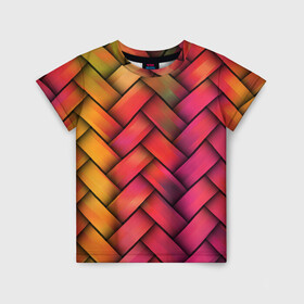 Детская футболка 3D с принтом Сплетение в Екатеринбурге, 100% гипоаллергенный полиэфир | прямой крой, круглый вырез горловины, длина до линии бедер, чуть спущенное плечо, ткань немного тянется | молодежное | пестрое | плетенка | счастье | хайп | цветное