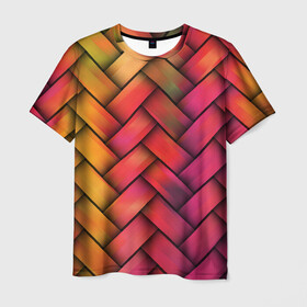 Мужская футболка 3D с принтом Сплетение в Екатеринбурге, 100% полиэфир | прямой крой, круглый вырез горловины, длина до линии бедер | молодежное | пестрое | плетенка | счастье | хайп | цветное