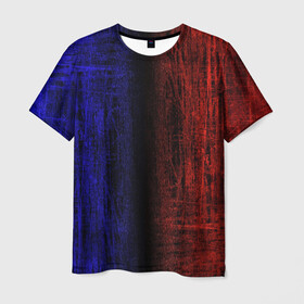 Мужская футболка 3D с принтом Сине-Красная Текстура в Екатеринбурге, 100% полиэфир | прямой крой, круглый вырез горловины, длина до линии бедер | blue and red | scratches | сине красный | текстура | царапины