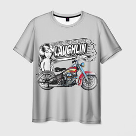 Мужская футболка 3D с принтом Bike Rally Laughlin 2018 в Екатеринбурге, 100% полиэфир | прямой крой, круглый вырез горловины, длина до линии бедер | Тематика изображения на принте: speed | байкеры | гонки | девушки | скорость
