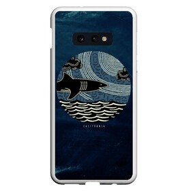 Чехол для Samsung S10E с принтом Акулы California Sharks в Екатеринбурге, Силикон | Область печати: задняя сторона чехла, без боковых панелей | shark | акула | волны | калифорния | море | океан