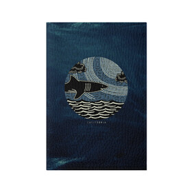 Обложка для паспорта матовая кожа с принтом Акулы California Sharks в Екатеринбурге, натуральная матовая кожа | размер 19,3 х 13,7 см; прозрачные пластиковые крепления | shark | акула | волны | калифорния | море | океан