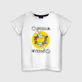 Детская футболка хлопок с принтом СapheadMugman в Екатеринбурге, 100% хлопок | круглый вырез горловины, полуприлегающий силуэт, длина до линии бедер | caphead | cup | mugman | друг | капхед | капхейд | кружка | мугман