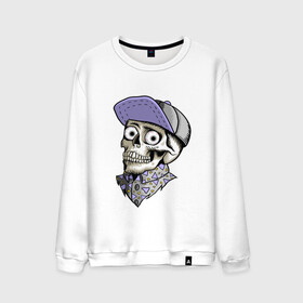 Мужской свитшот хлопок с принтом Скелет в рубашке и кепке в Екатеринбурге, 100% хлопок |  | bone | dead | death | hipster | horror | skelet | skeleton | skull | кости | скелет | ужасы | хипстер | хоррор | череп