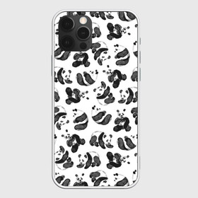 Чехол для iPhone 12 Pro с принтом Акварельные панды паттерн в Екатеринбурге, силикон | область печати: задняя сторона чехла, без боковых панелей | art | black white | cute | funny panda | panda | pandas | pattern | watercolor | акварель | акварельный рисунок | арт | детский рисунок | маленькие панды | медведи | медвежата | милые панды | мишки | панда | пандочка | пандочки | узор