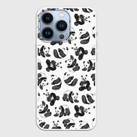 Чехол для iPhone 13 Pro с принтом Акварельные панды паттерн в Екатеринбурге,  |  | Тематика изображения на принте: art | black white | cute | funny panda | panda | pandas | pattern | watercolor | акварель | акварельный рисунок | арт | детский рисунок | маленькие панды | медведи | медвежата | милые панды | мишки | панда | пандочка | пандочки | узор