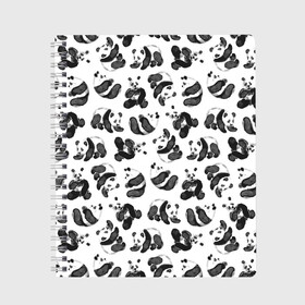 Тетрадь с принтом Акварельные панды паттерн в Екатеринбурге, 100% бумага | 48 листов, плотность листов — 60 г/м2, плотность картонной обложки — 250 г/м2. Листы скреплены сбоку удобной пружинной спиралью. Уголки страниц и обложки скругленные. Цвет линий — светло-серый
 | art | black white | cute | funny panda | panda | pandas | pattern | watercolor | акварель | акварельный рисунок | арт | детский рисунок | маленькие панды | медведи | медвежата | милые панды | мишки | панда | пандочка | пандочки | узор