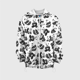 Детская куртка 3D с принтом Акварельные панды паттерн в Екатеринбурге, 100% полиэстер | застежка — молния, подол и капюшон оформлены резинкой с фиксаторами, по бокам — два кармана без застежек, один потайной карман на груди, плотность верхнего слоя — 90 г/м2; плотность флисового подклада — 260 г/м2 | art | black white | cute | funny panda | panda | pandas | pattern | watercolor | акварель | акварельный рисунок | арт | детский рисунок | маленькие панды | медведи | медвежата | милые панды | мишки | панда | пандочка | пандочки | узор