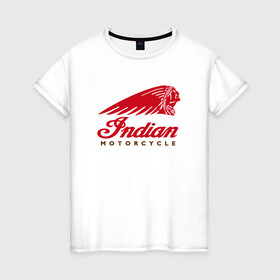 Женская футболка хлопок с принтом Indian Moto Мото Лого (Z) в Екатеринбурге, 100% хлопок | прямой крой, круглый вырез горловины, длина до линии бедер, слегка спущенное плечо | bike | bikers | indian | indiian logo | moto | motorcycle | sport | байк | байкер | индиан | индиан лого | мото | мотобренд | мотоциклы | спорт