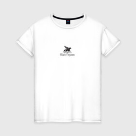 Женская футболка хлопок с принтом Black Pegasus в Екатеринбурге, 100% хлопок | прямой крой, круглый вырез горловины, длина до линии бедер, слегка спущенное плечо | black | pegas | pegasus | пегас | черный пегас