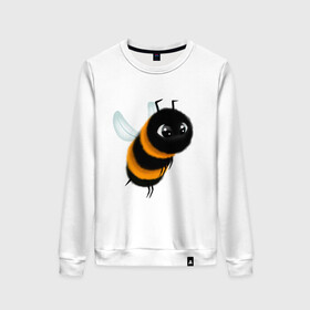 Женский свитшот хлопок с принтом Пчела в Екатеринбурге, 100% хлопок | прямой крой, круглый вырез, на манжетах и по низу широкая трикотажная резинка  | bee | bees | пчела | пчелы | шмель
