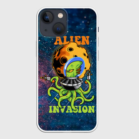 Чехол для iPhone 13 mini с принтом Alien Invasion в Екатеринбурге,  |  | alien | galaxy | nasa | звезды | космос | наса | нло | планеты | пришелец