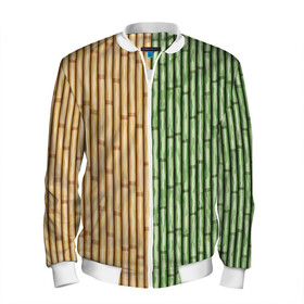 Мужской бомбер 3D с принтом Bamboo в Екатеринбурге, 100% полиэстер | застегивается на молнию, по бокам два кармана без застежек, по низу бомбера и на воротнике - эластичная резинка | Тематика изображения на принте: bamboo | dual | trees | wood | yellow green