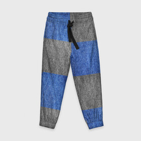 Детские брюки 3D с принтом Denim Patchwork в Екатеринбурге, 100% полиэстер | манжеты по низу, эластичный пояс регулируется шнурком, по бокам два кармана без застежек, внутренняя часть кармана из мелкой сетки | blue gray | denim | jeans | patchwork | джинсовая ткань