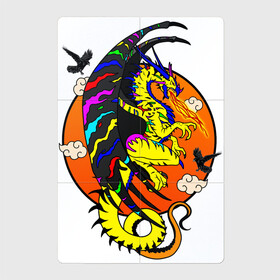 Магнитный плакат 2Х3 с принтом Красочный дракон в Екатеринбурге, Полимерный материал с магнитным слоем | 6 деталей размером 9*9 см | Тематика изображения на принте: deagon | fantasy | monster | wings | вороны | дракон | животные | зверь | змей | китайский дракон | крылья | луна | мифические существа | монстр | облака | огненный | огонь | пламя | птицы | радужный | сказочный