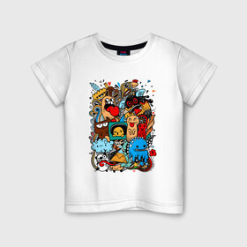 Детская футболка хлопок с принтом Doodle Monster | Дудл (Z) в Екатеринбурге, 100% хлопок | круглый вырез горловины, полуприлегающий силуэт, длина до линии бедер | Тематика изображения на принте: doodle | doodle monster | графи | граффити | дудл | дудлинг | дудлы монстрики | мульт | мультяшная | разноцветные монстрики