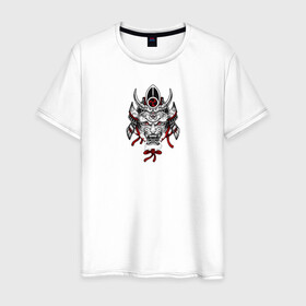Мужская футболка хлопок с принтом Samuray в Екатеринбурге, 100% хлопок | прямой крой, круглый вырез горловины, длина до линии бедер, слегка спущенное плечо. | samuray | в топе | в тренде | голова | история | китай