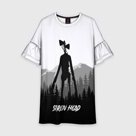 Детское платье 3D с принтом SIREN HEAD | DARK FOREST в Екатеринбурге, 100% полиэстер | прямой силуэт, чуть расширенный к низу. Круглая горловина, на рукавах — воланы | Тематика изображения на принте: 6789 | cartoon | cat | dark | forest | foundation | head | monster | mountains | scp | siren | sirenhead | голова | горы | кот | лес | монстр | объект | объекты | сирена | сиреноголовый | фонд | чудище | чудовище