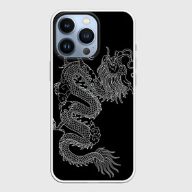 Чехол для iPhone 13 Pro с принтом ЧБ Дракон в Екатеринбурге,  |  | beast | dragon | дракон | животные | зверь | змей | когти | огонь | узор | чб