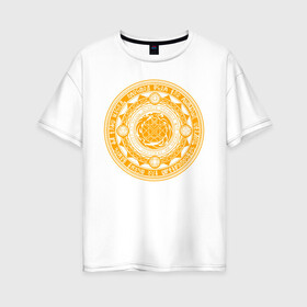 Женская футболка хлопок Oversize с принтом Магический круг в Екатеринбурге, 100% хлопок | свободный крой, круглый ворот, спущенный рукав, длина до линии бедер
 | доктор стрэндж | константин | круг | магия | сверхъестественное
