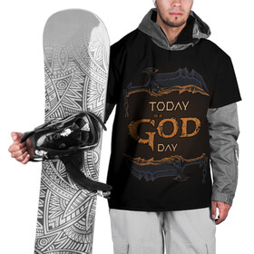Накидка на куртку 3D с принтом God day GOW в Екатеринбурге, 100% полиэстер |  | gad of war | game | games | god of war | god of wor | бог войны | игра | игры | кинжалы | кратос | праздник
