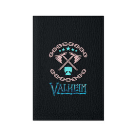 Обложка для паспорта матовая кожа с принтом Valheim лого и цепи в Екатеринбурге, натуральная матовая кожа | размер 19,3 х 13,7 см; прозрачные пластиковые крепления | fantasy | mmo | valheim | valve | валхейм | вальхейм | викинги | выживалка | игра | королевская битва | ммо | ролевая игра | фэнтази