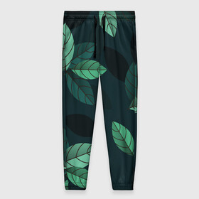 Женские брюки 3D с принтом листва в Екатеринбурге, полиэстер 100% | прямой крой, два кармана без застежек по бокам, с мягкой трикотажной резинкой на поясе и по низу штанин. В поясе для дополнительного комфорта — широкие завязки | зелень | лист | листва | листик | листья | растения