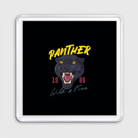 Магнит 55*55 с принтом Пантера 1986 в Екатеринбурге, Пластик | Размер: 65*65 мм; Размер печати: 55*55 мм | 1986 | panther | джунгли | дикая | кошка | пантера