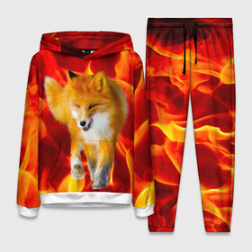 Женский костюм 3D (с толстовкой) с принтом Fire Fox в Екатеринбурге,  |  | animal | fire | fox | texture | битва огней | животные | лис | лиса | огонь | пламя | стихия | текстура