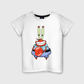 Детская футболка хлопок с принтом Мистер Крабс в Екатеринбурге, 100% хлопок | круглый вырез горловины, полуприлегающий силуэт, длина до линии бедер | mister crabs | sponge bob | губка боб | мистер крабс