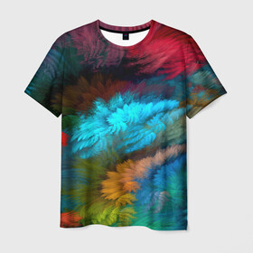 Мужская футболка 3D с принтом Цветной дестрой в Екатеринбурге, 100% полиэфир | прямой крой, круглый вырез горловины, длина до линии бедер | абстракция | молодежное | пестрое | тренд | хайп | цветное