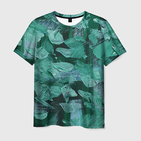 Мужская футболка 3D с принтом Зелень в Екатеринбурге, 100% полиэфир | прямой крой, круглый вырез горловины, длина до линии бедер | абстракция | молодежное | пестрое | стиль | тренд | хайп