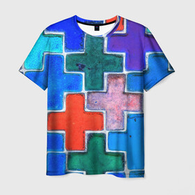 Мужская футболка 3D с принтом Крестик в Екатеринбурге, 100% полиэфир | прямой крой, круглый вырез горловины, длина до линии бедер | абстракция | детское | молодежное | тетрис | хайп | цветное | яркое