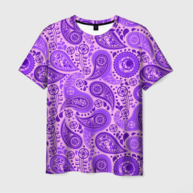 Мужская футболка 3D с принтом Организмы в Екатеринбурге, 100% полиэфир | прямой крой, круглый вырез горловины, длина до линии бедер | бандана | молодежное | олдскул | пестрое | сиреневое | хайп