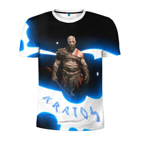 Мужская футболка 3D спортивная с принтом Power of Kratos в Екатеринбурге, 100% полиэстер с улучшенными характеристиками | приталенный силуэт, круглая горловина, широкие плечи, сужается к линии бедра | gad of war | game | games | god of war | god of wor | power | атрей | атрэй | бог войны | игра | игры | кратос