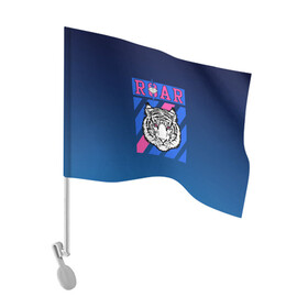 Флаг для автомобиля с принтом Roar Tiger в Екатеринбурге, 100% полиэстер | Размер: 30*21 см | roar | большая кошка | полосатый | тигр | тигрица | хищник