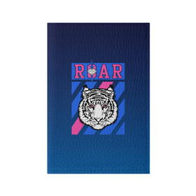 Обложка для паспорта матовая кожа с принтом Roar Tiger в Екатеринбурге, натуральная матовая кожа | размер 19,3 х 13,7 см; прозрачные пластиковые крепления | roar | большая кошка | полосатый | тигр | тигрица | хищник