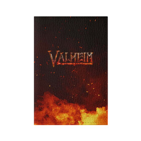 Обложка для паспорта матовая кожа с принтом Valheim огненный лого в Екатеринбурге, натуральная матовая кожа | размер 19,3 х 13,7 см; прозрачные пластиковые крепления | fantasy | mmo | valheim | valve | валхейм | вальхейм | викинги | выживалка | игра | королевская битва | ммо | ролевая игра | фэнтази