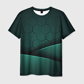 Мужская футболка 3D с принтом Luxury Green в Екатеринбурге, 100% полиэфир | прямой крой, круглый вырез горловины, длина до линии бедер | green | luxury | versace | vip | абстракция | версаче | вип | паттерн | роскошь | текстуры