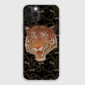 Чехол для iPhone 12 Pro с принтом Морда тигра в Екатеринбурге, силикон | область печати: задняя сторона чехла, без боковых панелей | Тематика изображения на принте: большая кошка | полосатый | тигр | тигрица | хищник