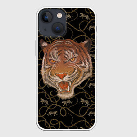 Чехол для iPhone 13 mini с принтом Морда тигра в Екатеринбурге,  |  | большая кошка | полосатый | тигр | тигрица | хищник
