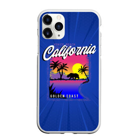 Чехол для iPhone 11 Pro Max матовый с принтом California golden coast в Екатеринбурге, Силикон |  | california | golden coast | гризли | закат | калифорния | медведь | пальмы | природа